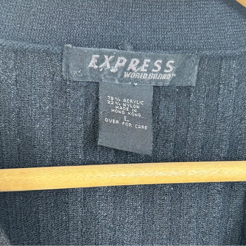 4/$20 Express Black Ribbed Cardigan Sweater - Picture 3 of 3
